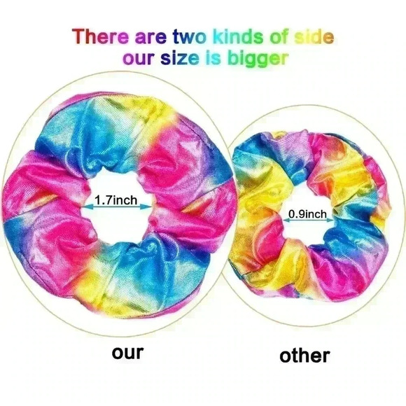 5 Pieces Shiny Metallic Scrunchies Hair Scrunchies Elastic Hair Ties - Picture 4 of 7